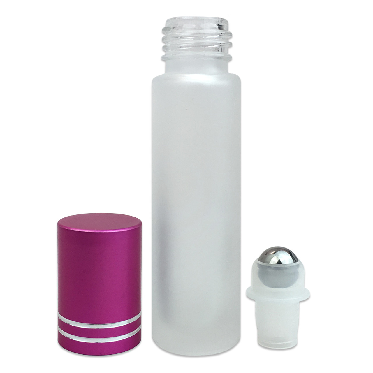10ML(1/3oz) Glass Roller Bottles with Stainless Steel Ball and Pink Metal Cap