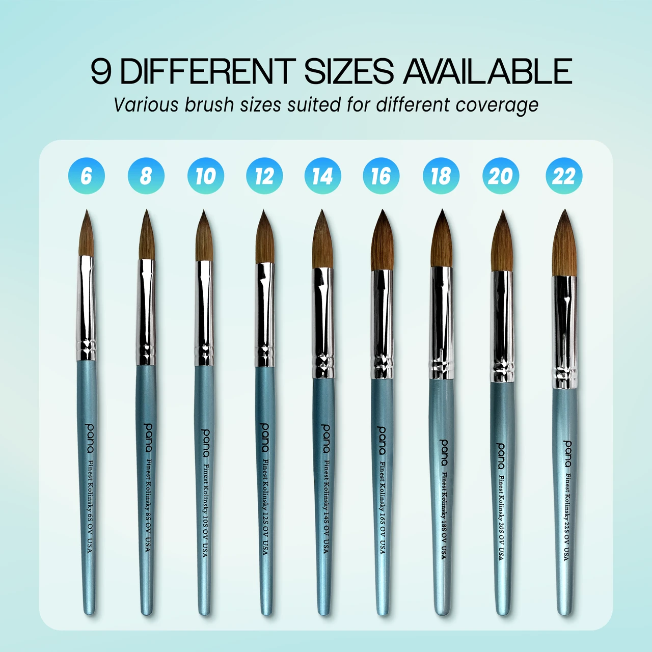 Oval Crimped Teal Coated Wood Kolinsky Brush Handle with Silver Ferrule