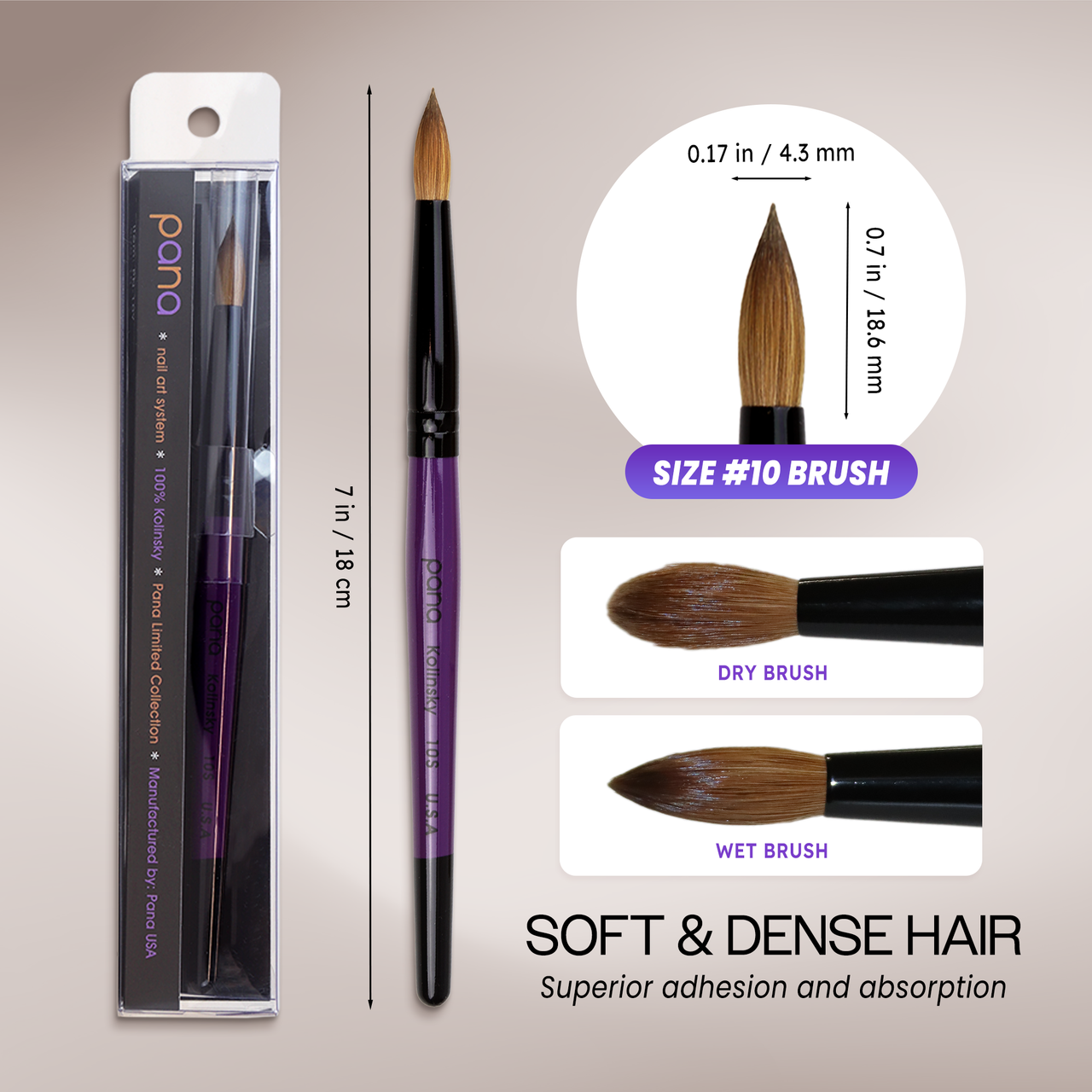 Round Purple Coated Wood Kolinsky Brush Handle with Black Ferrule