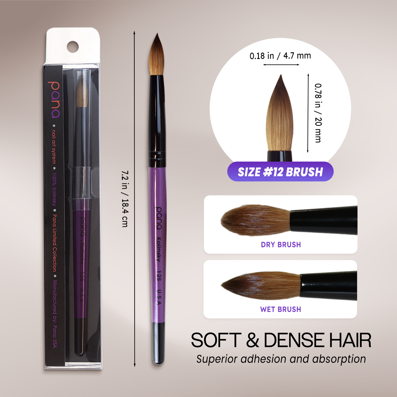 Round Purple Coated Wood Kolinsky Brush Handle with Black Ferrule