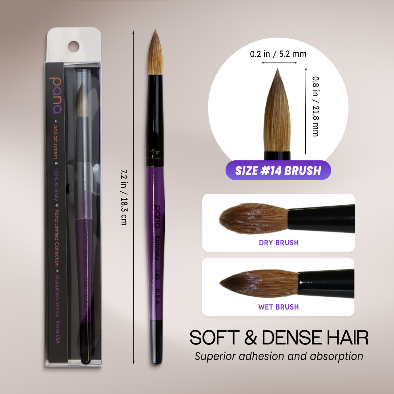 Round Purple Coated Wood Kolinsky Brush Handle with Black Ferrule Round Purple Coated Wood Kolinsky Brush Handle with Black Ferrule