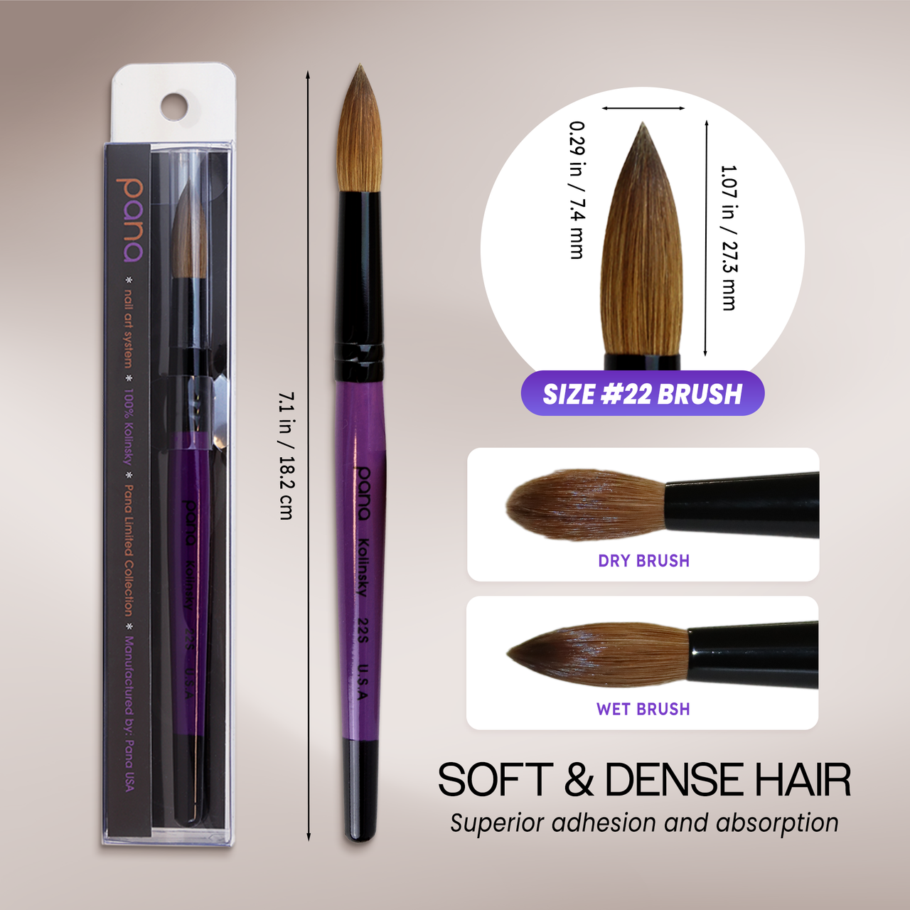 Round Purple Coated Wood Kolinsky Brush Handle with Black Ferrule Round Purple Coated Wood Kolinsky Brush Handle with Black Ferrule