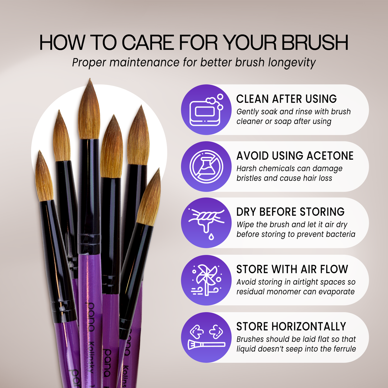 Round Purple Coated Wood Kolinsky Brush Handle with Black Ferrule Round Purple Coated Wood Kolinsky Brush Handle with Black Ferrule