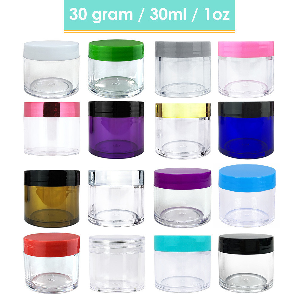 30g/30ml (1 oz) Plastic Clear Cosmetic Sample Jars (High Quality