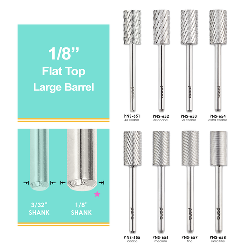 Flat Top Large Barrel Silver 1/8" Carbide Bit (XF - 4XC)
