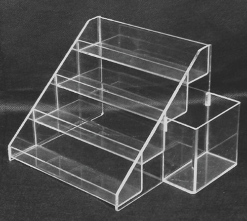 Nail Polish Clear Acrylic Counter Display Rack With Extra Side Box (Fits Up to 24 Bottles + Extra Side Box)