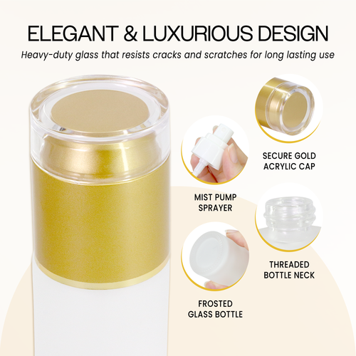 30ML Empty Frosted Glass Spray Bottle with Gold Cap