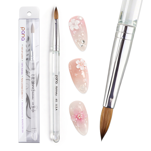 Oval Crimped Clear Acrylic Kolinsky Brush Handle with Silver Ferrule