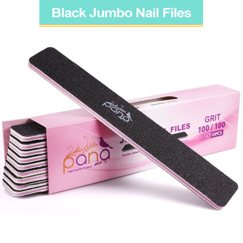 Jumbo Double Sided Emery Board Nail Files - Black (Grits: 60/60 to 180/240)