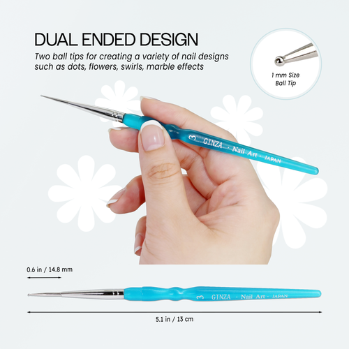 Ginza Marbilizer Nail Art Dotting Tool with Acrylic Handle