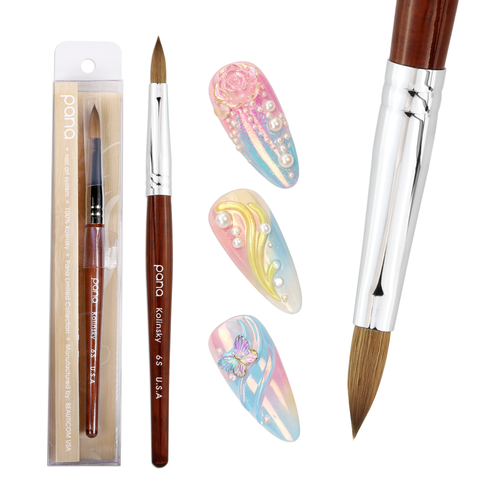 Oval Crimped Mahogany Wood Kolinsky Brush with Silver Ferrule