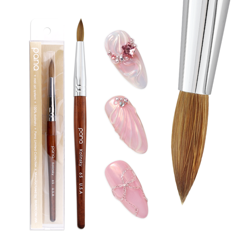 Round Mahogany Wood Kolinsky Brush with Silver Ferrule