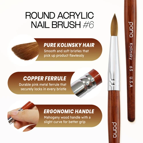 Round Mahogany Wood Kolinsky Brush with Silver Ferrule