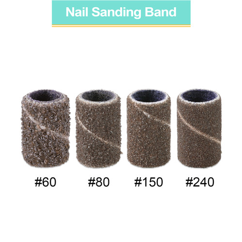 PANA 100 Pieces Brown Nail Sanding Bands (Grit 80, 150, 240)