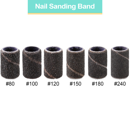 PANA 100 Pieces Black Nail Sanding Bands (Grit 80, 100, 120, 150, 180, 240)