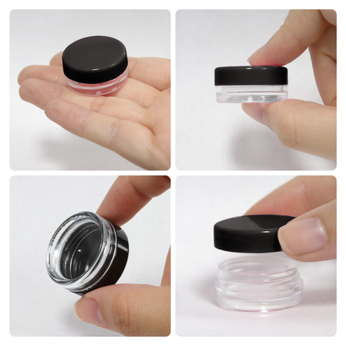 3G/3ML (0.1 oz) Plastic Clear Cosmetic Sample Jars (Round Top)