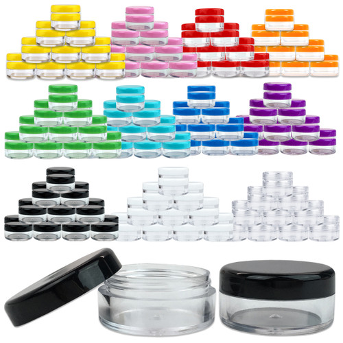 5G/5ML (0.18 oz) Plastic Clear Cosmetic Sample Jars (Round Top)