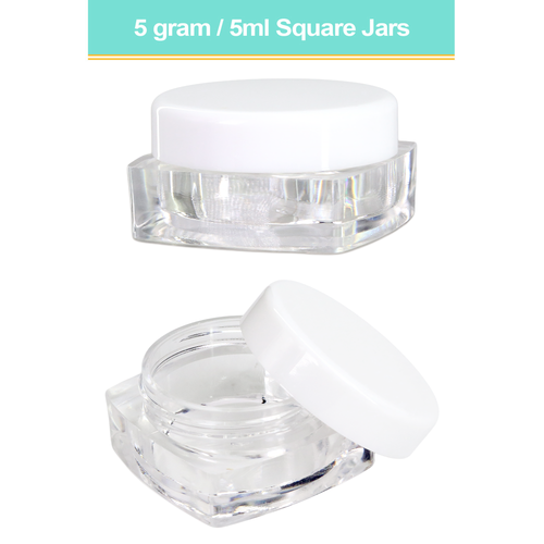 5G/5ML (0.18 oz) Plastic Clear Cosmetic Sample Jars (Square)