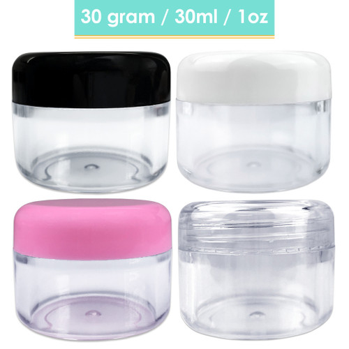 30g/30ml (1 oz) Plastic Clear Cosmetic Sample Jars (Round Top)