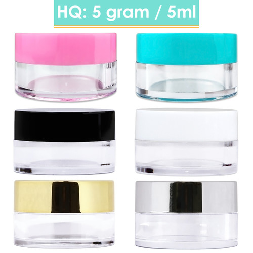 5G/5ML (0.18 oz) Plastic Clear Cosmetic Sample Jars (High Quality)