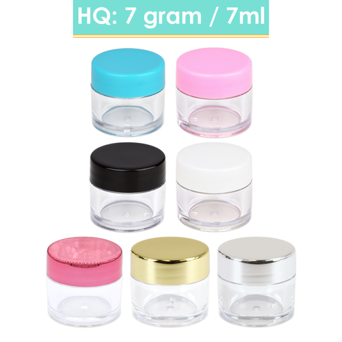 7G/7ML (0.25 oz) Plastic Clear Cosmetic Sample Jars (High Quality)