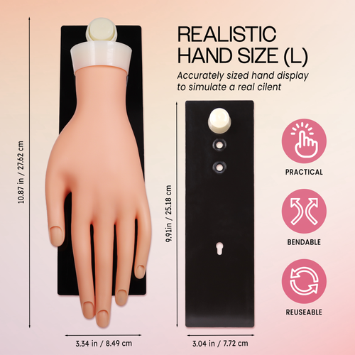 Premium Soft Quality Practice Hand with Bendable Fingers and Wall Stand