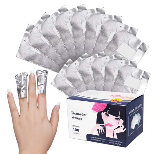 100pcs Gel Nail Polish Remover Wrap Foils with Cotton Pad and Nail Gel Remover Tool 