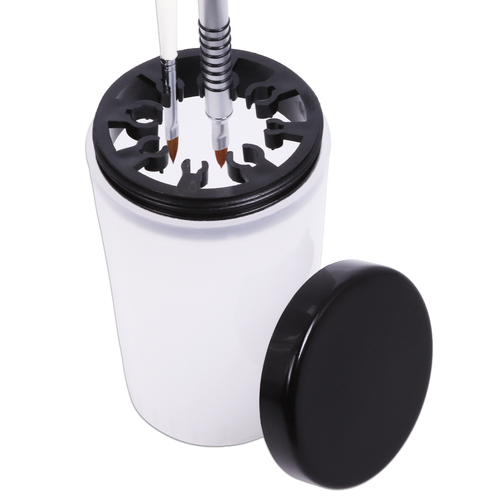 Nail Brush Holder and Cleanser Bottle with Black Lid