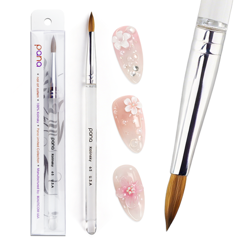 Round Clear Acrylic Kolinsky Brush Handle with Silver Ferrule