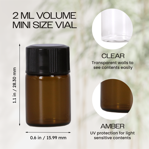 2ML (5/8 Dram)Glass Bottle with Orifice Reducer and Cap