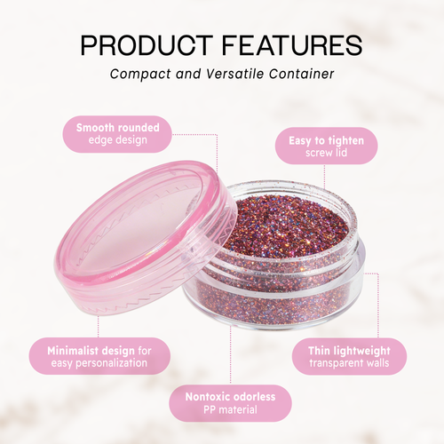 3G/3ML (0.1 oz) Plastic Cosmetic Sample Jars with Multi-Color Lids