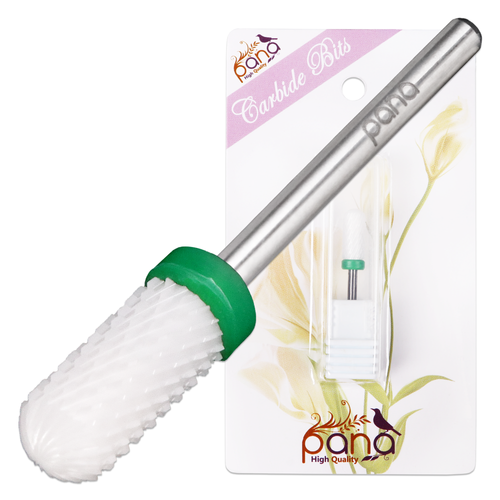 PANA Round Top Small Barrel White Ceramic Nail Drill Bit - Coarse Grit