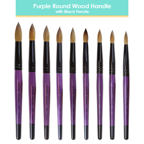 Round Purple Coated Wood Kolinsky Brush Handle with Black Ferrule