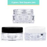 5G/5ML (0.18 oz) Plastic Clear Cosmetic Sample Jars (Square)