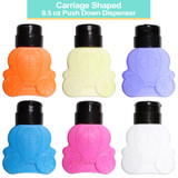 Carriage Shaped 8.5 oz Opaque Push Down Liquid Dispenser Bottle