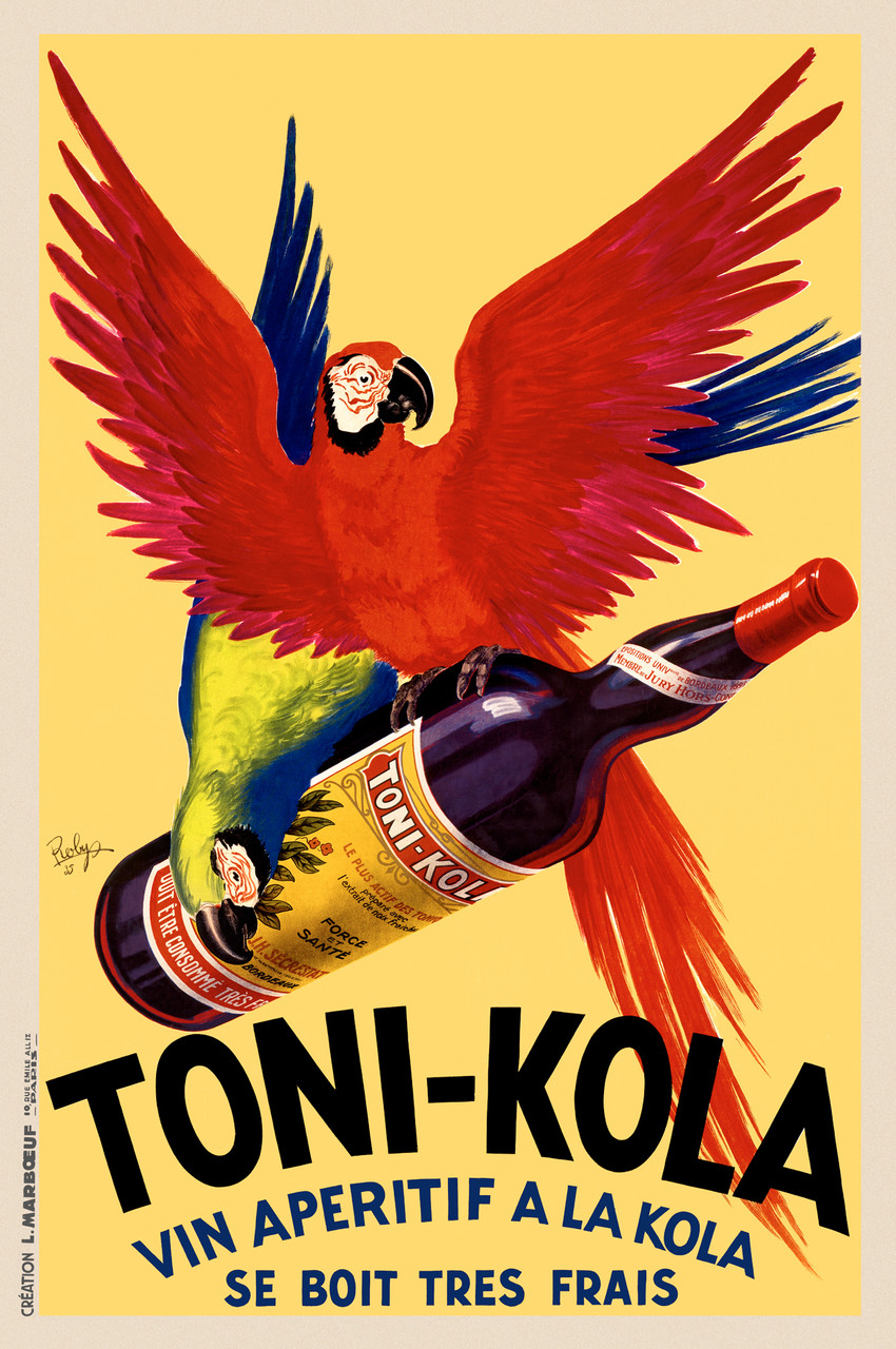 Toni-Kola Vin Aperitif Vintage Poster by Robys 1935 French Fine