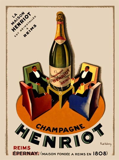 シャンパーニュHenriot ブラン・スーヴェランアートポスター Henriot Champagne Vintage Poster by Valerio 1925 French Fine Art