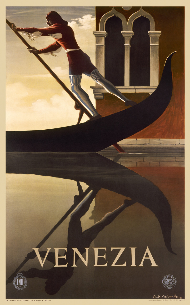 Venezia Vintage Poster by Cassandre 1951 Italian Fine Art Print.