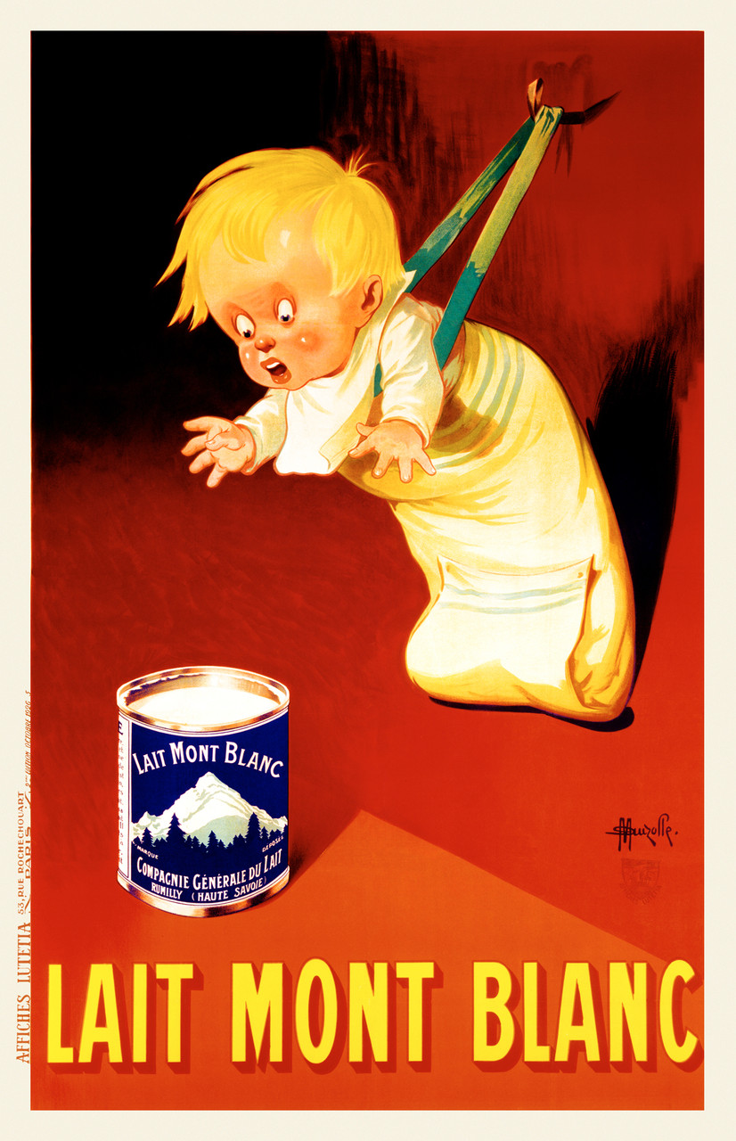 Lait Mont Blanc Vintage Poster by Auzolle 1926 French Fine Art Print.