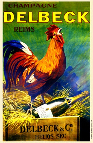 Champagne Delbeck Reims Vintage Poster 1920 French Fine Art Print.