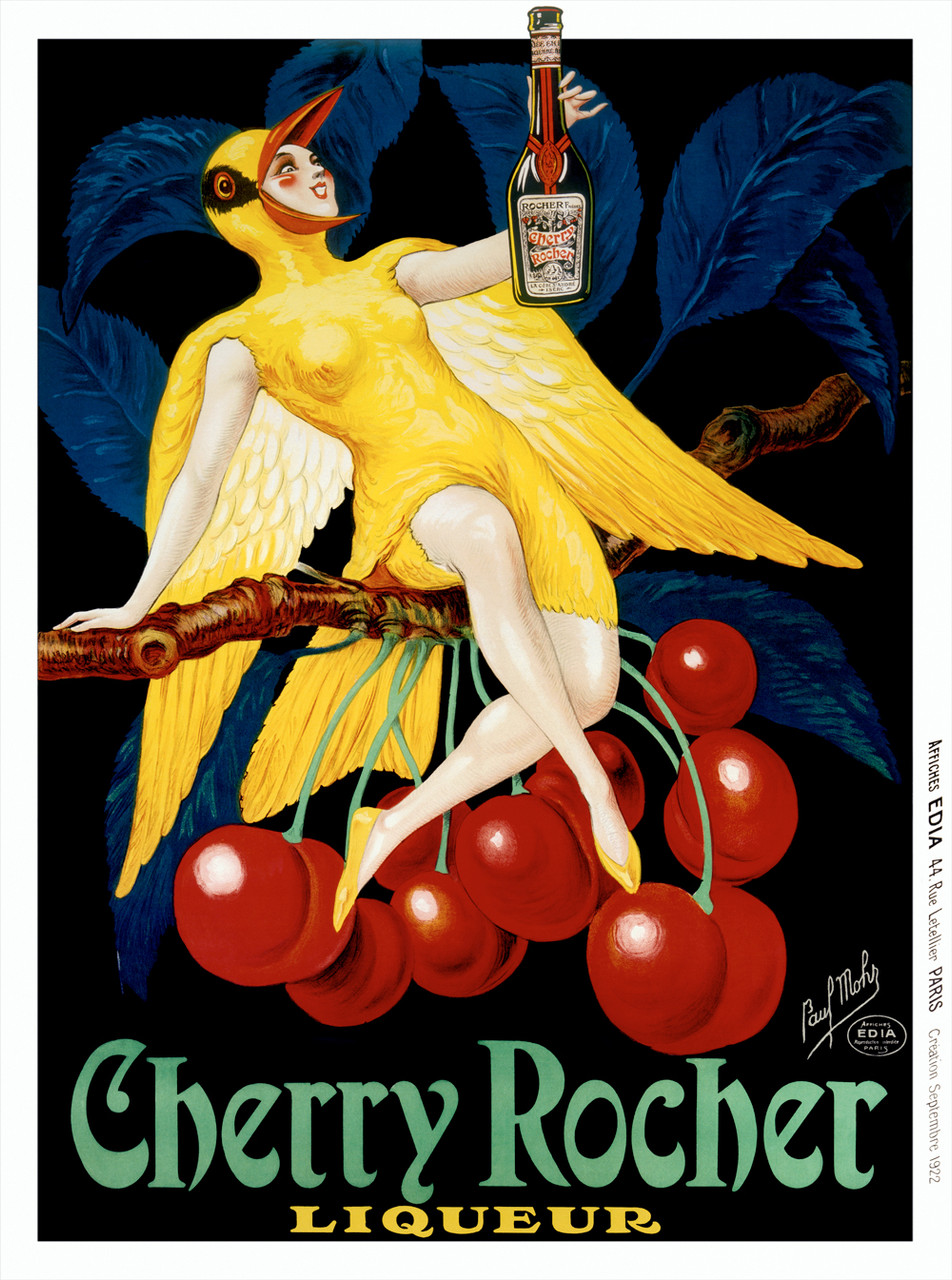 Cherry Rocher Liqueur Vintage Poster by Mohr 1922 French Fine Art