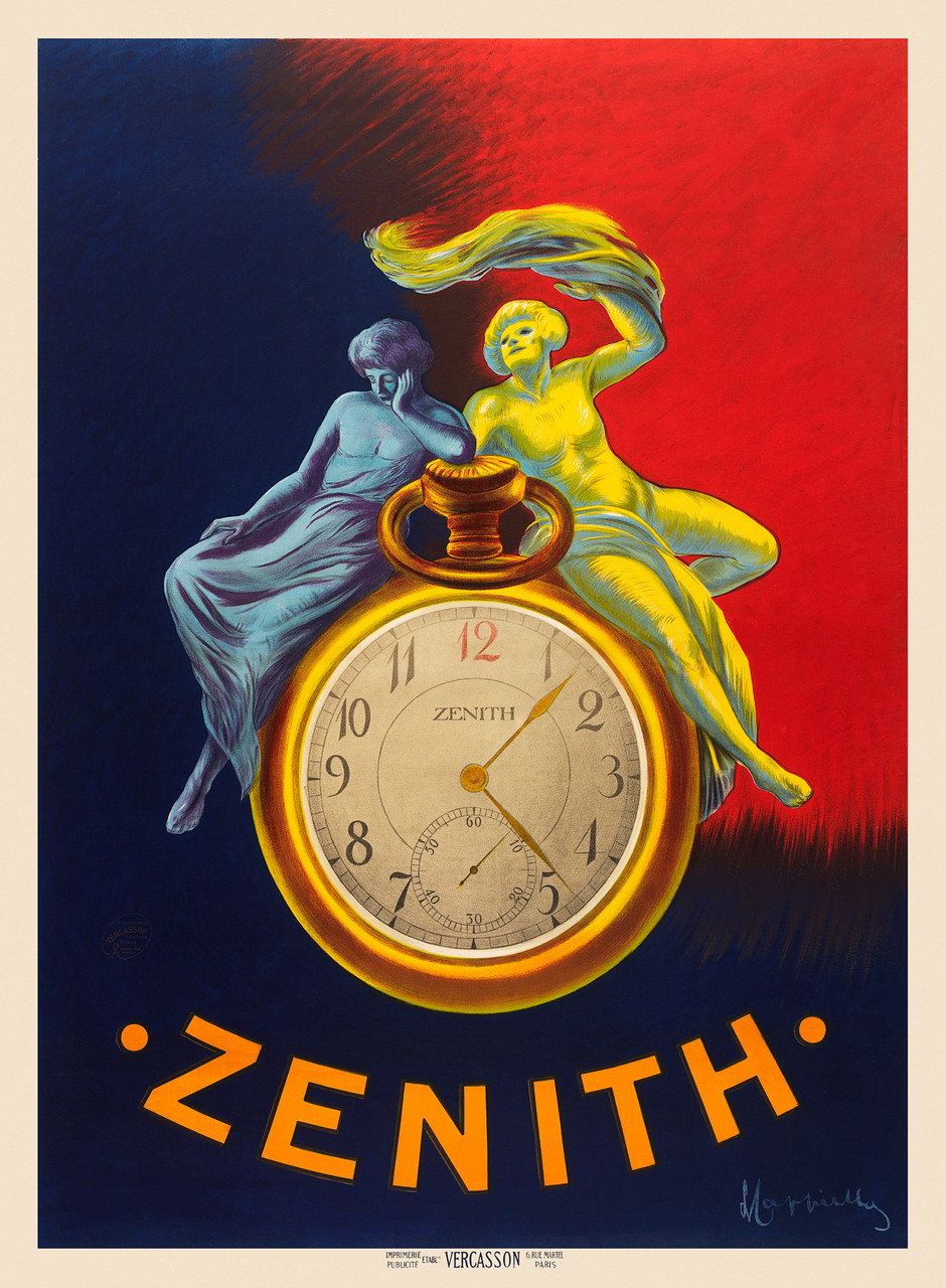 Zenith Vintage Poster by Cappiello 1912 French Watch Advertisement .