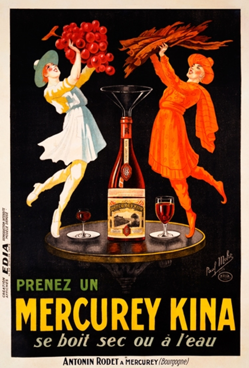 Mercurey Kina Vintage Wine Poster Print by Paul Mohr 1925 wine and spirit advertisement Giclee Print