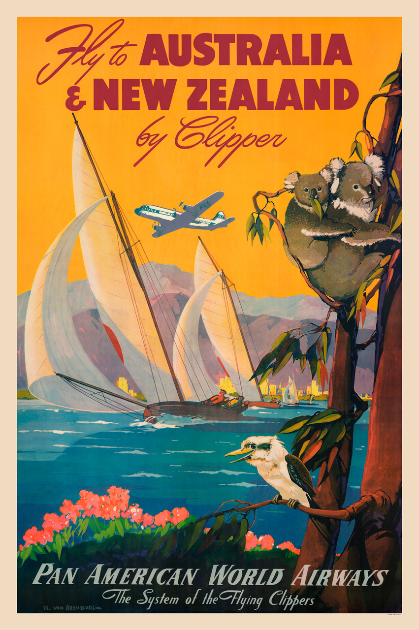 Fly to Australia and New Zealand by Clipper Pan American Airways