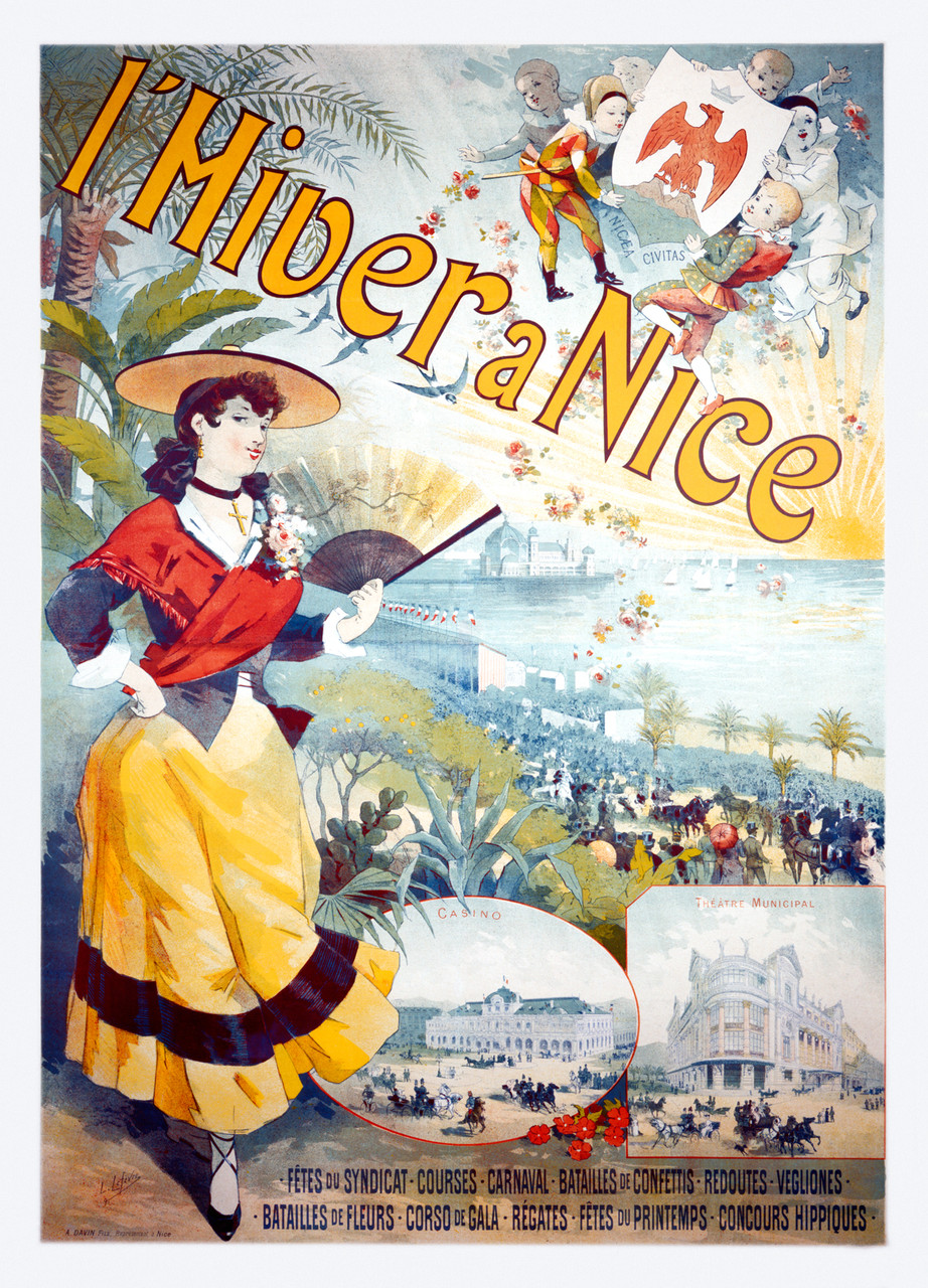 L'Hiver a Nice Vintage Poster by Lefevre 1890 French Fine Art Print.