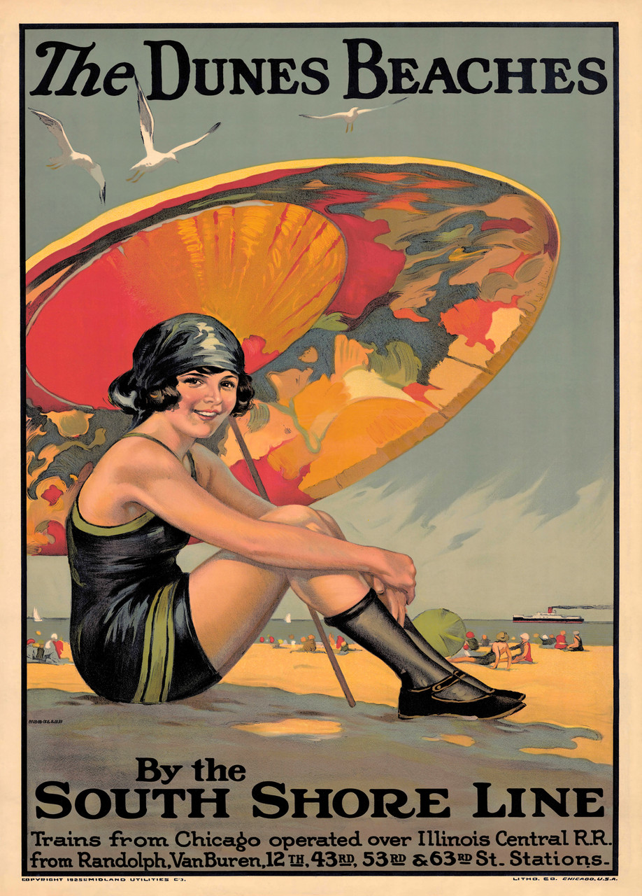 The Dunes Beaches By The South Shore Line Vintage Poster by