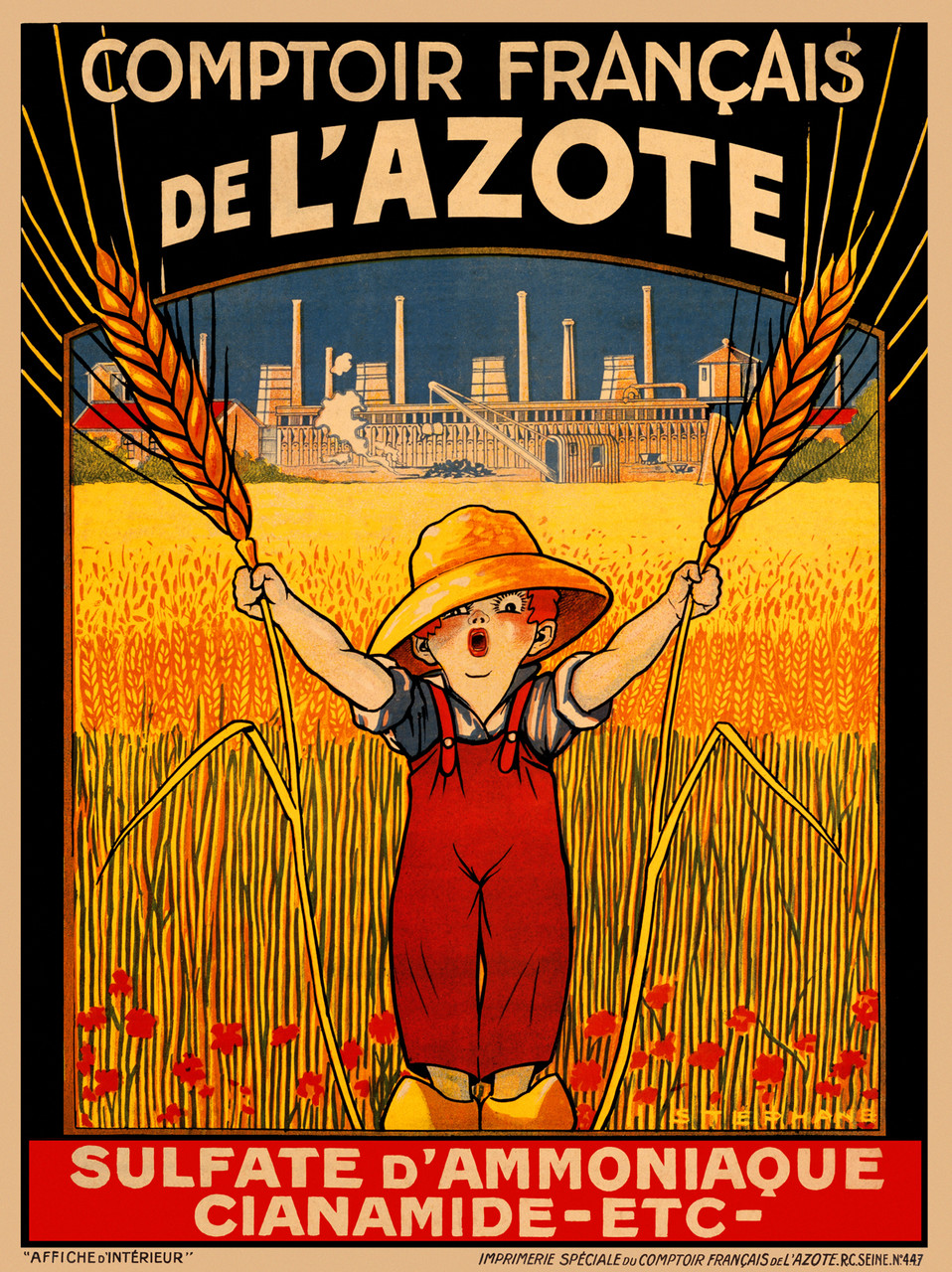 Comptoir Francais De L'Azote Sulfate D'Ammoniaque Vintage Poster