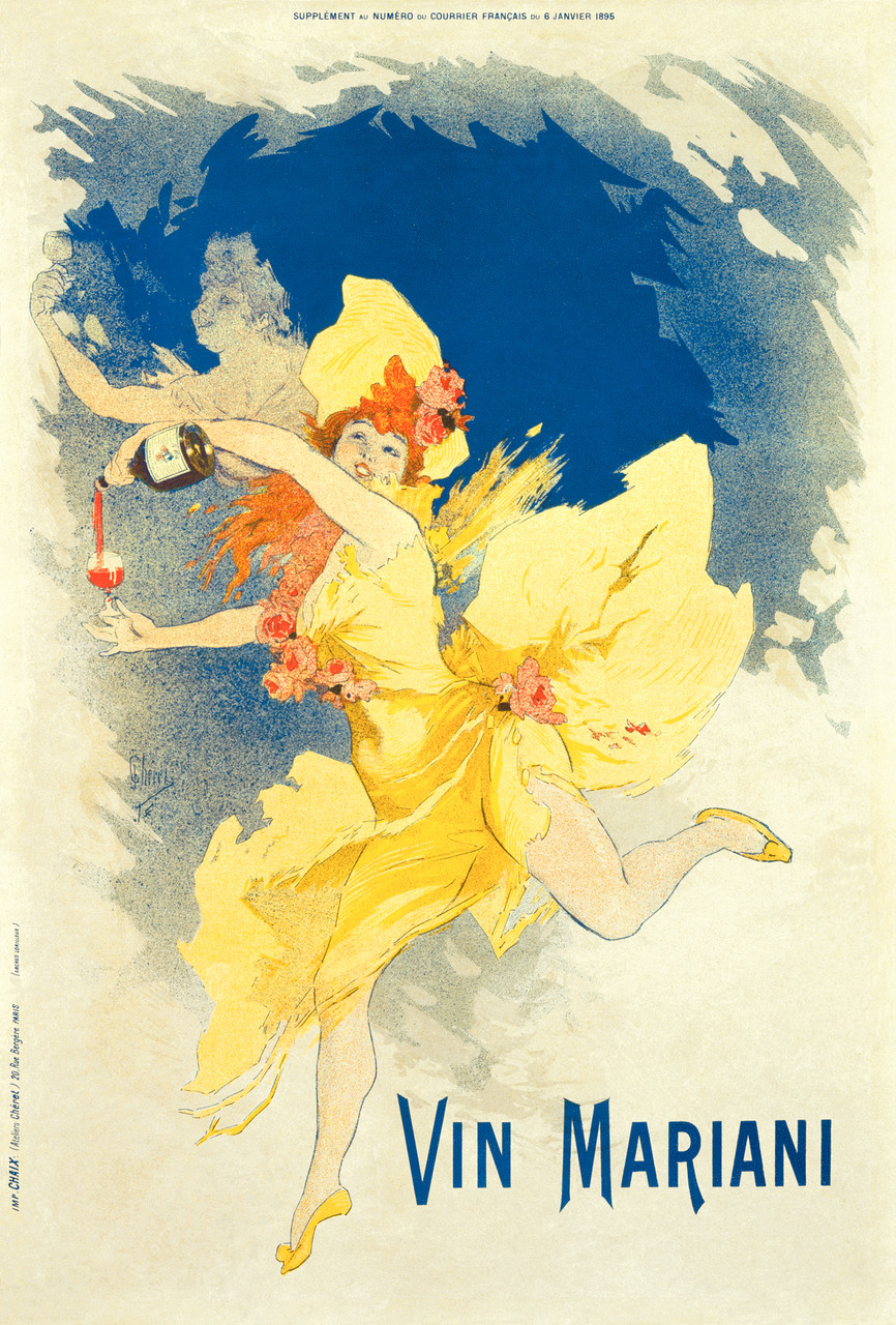 Vin Mariani Vintage Poster by Cheret 1890 French Fine Art Print.