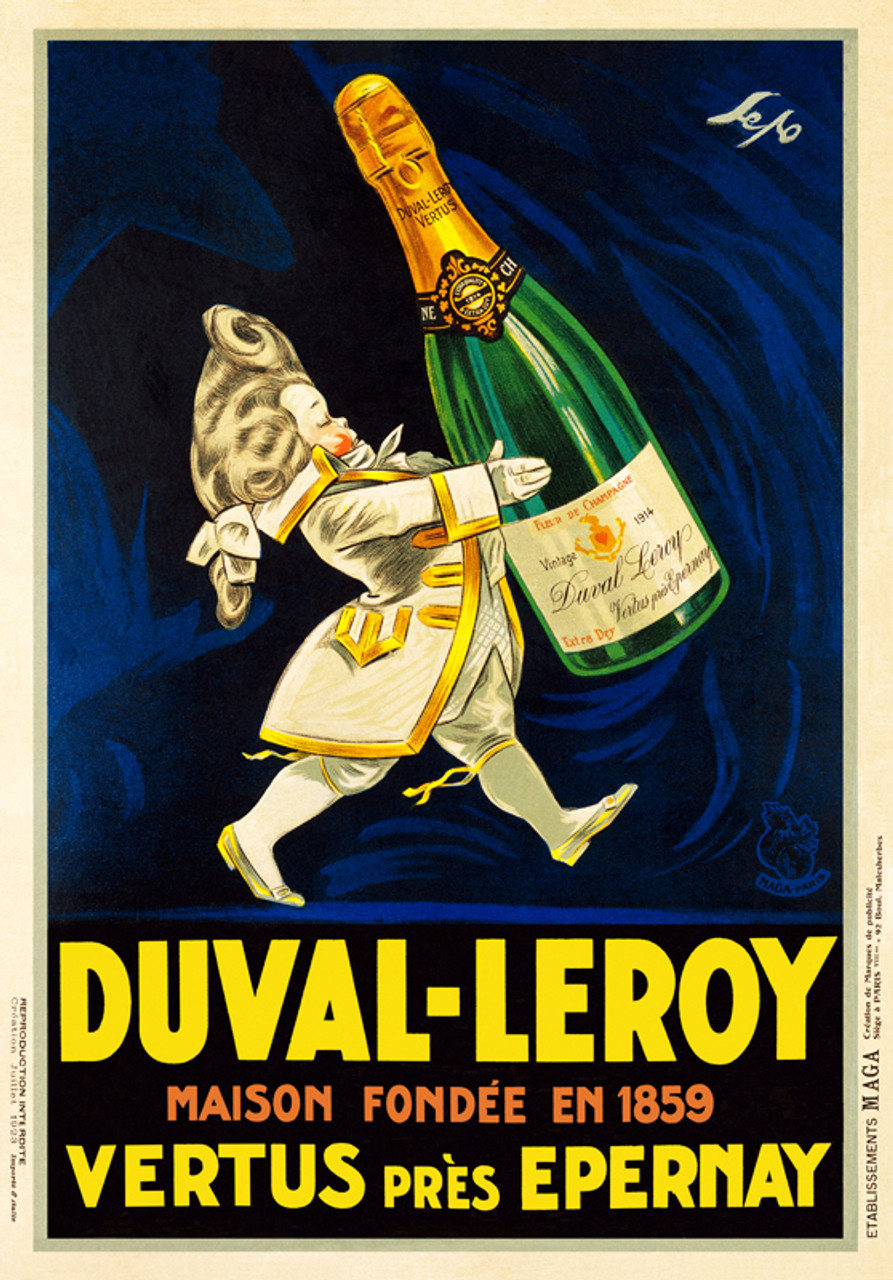 Champagne DUVAL-LEROY 額縁アートポスター Duval Leroy French Champagne Poster, Party Liquor Bar