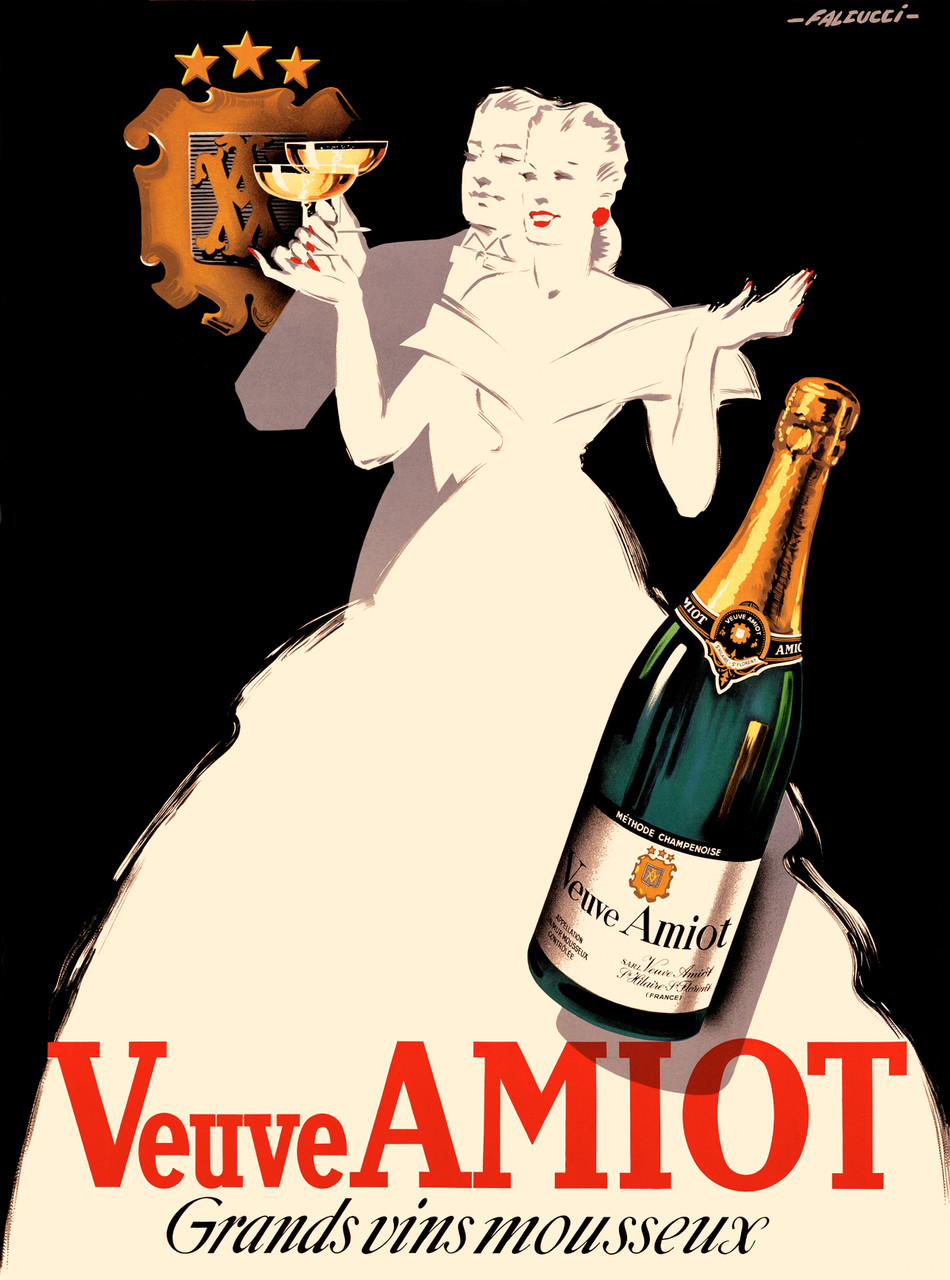 Veuve Amiot Grands Vins Vintage Poster by Falcucci 1930 French
